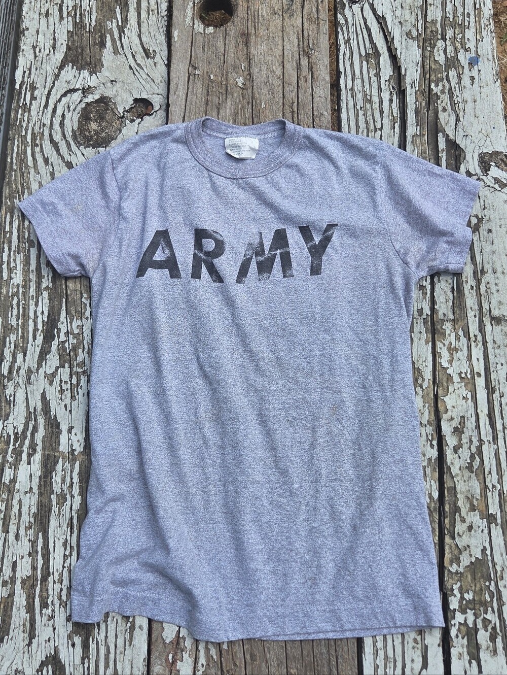 90s Vintage Men's Gray 'ARMY' Graphic T-Shirt